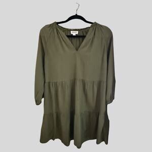 Caralyn Mirand x The Drop Olive Tiered Ruffle Neck Mini Dress Size Small